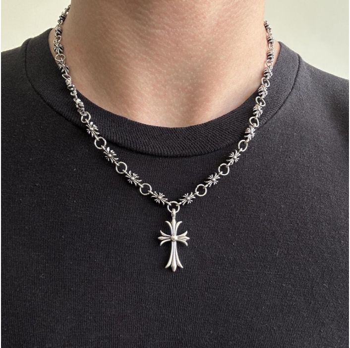 Silver Floral Cross Pendant