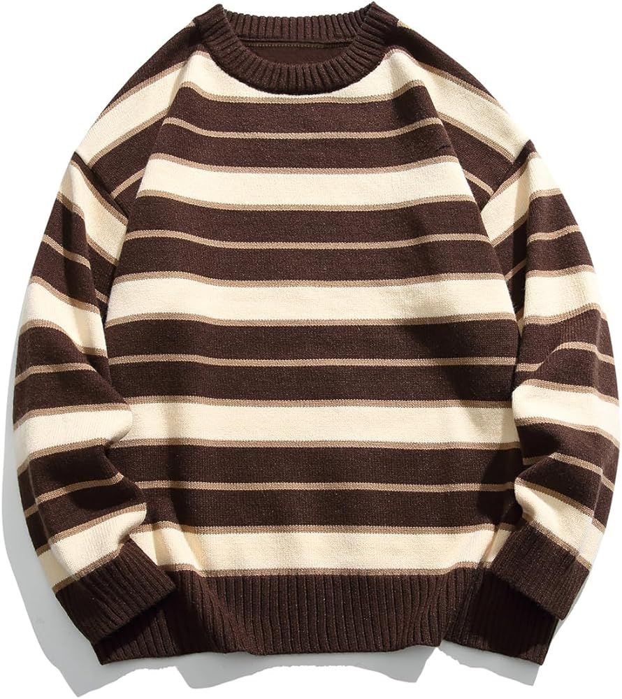 Brown Cream Wide Stripe Knit Sweater