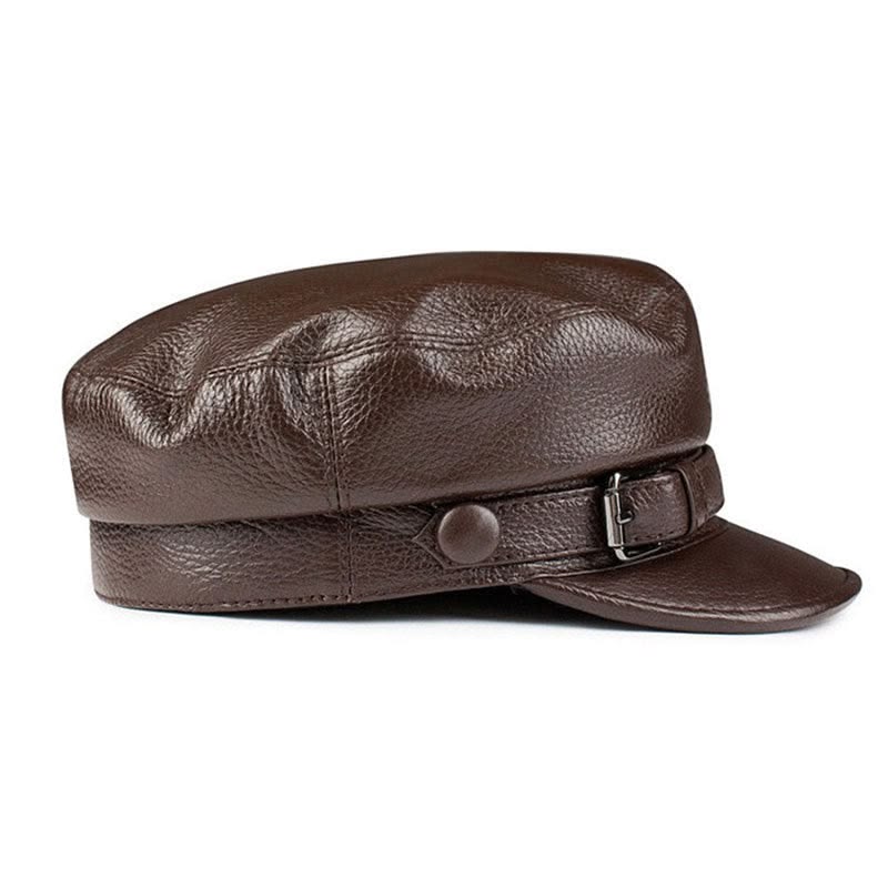 Vintage Brown Leather Captain Cap