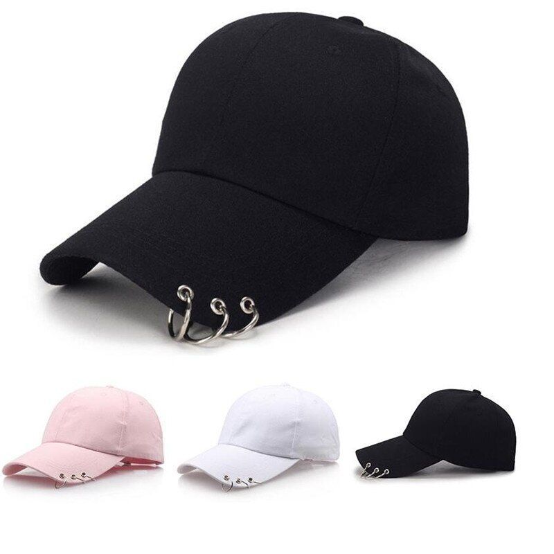 Black Ring Detail Fashion Cap