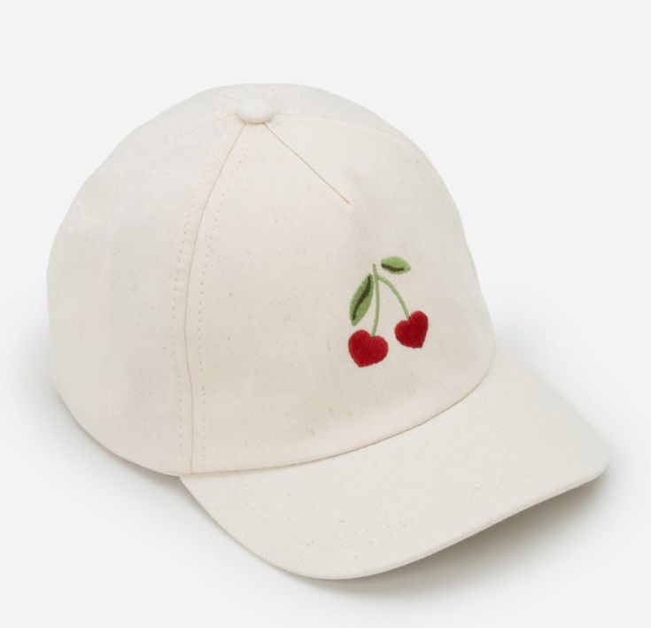 Cherry Embroidery Cream Cap