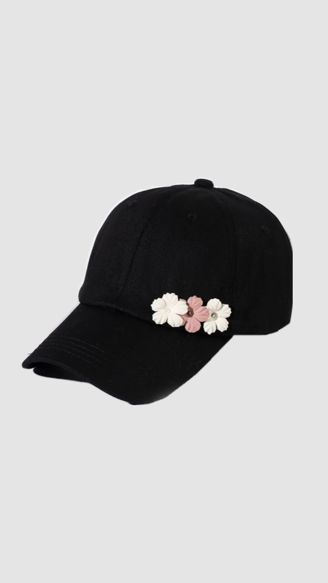 Black Floral Embellished Cap
