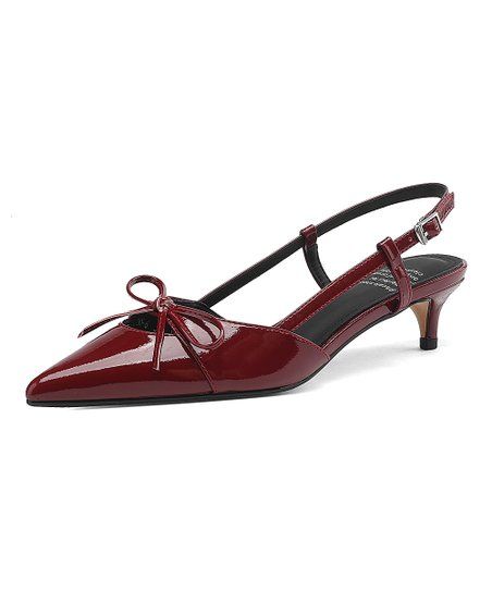 Burgundy Bow Patent Heels