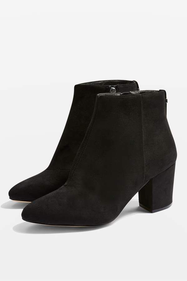 Black Suede Block Heel Ankle Boots
