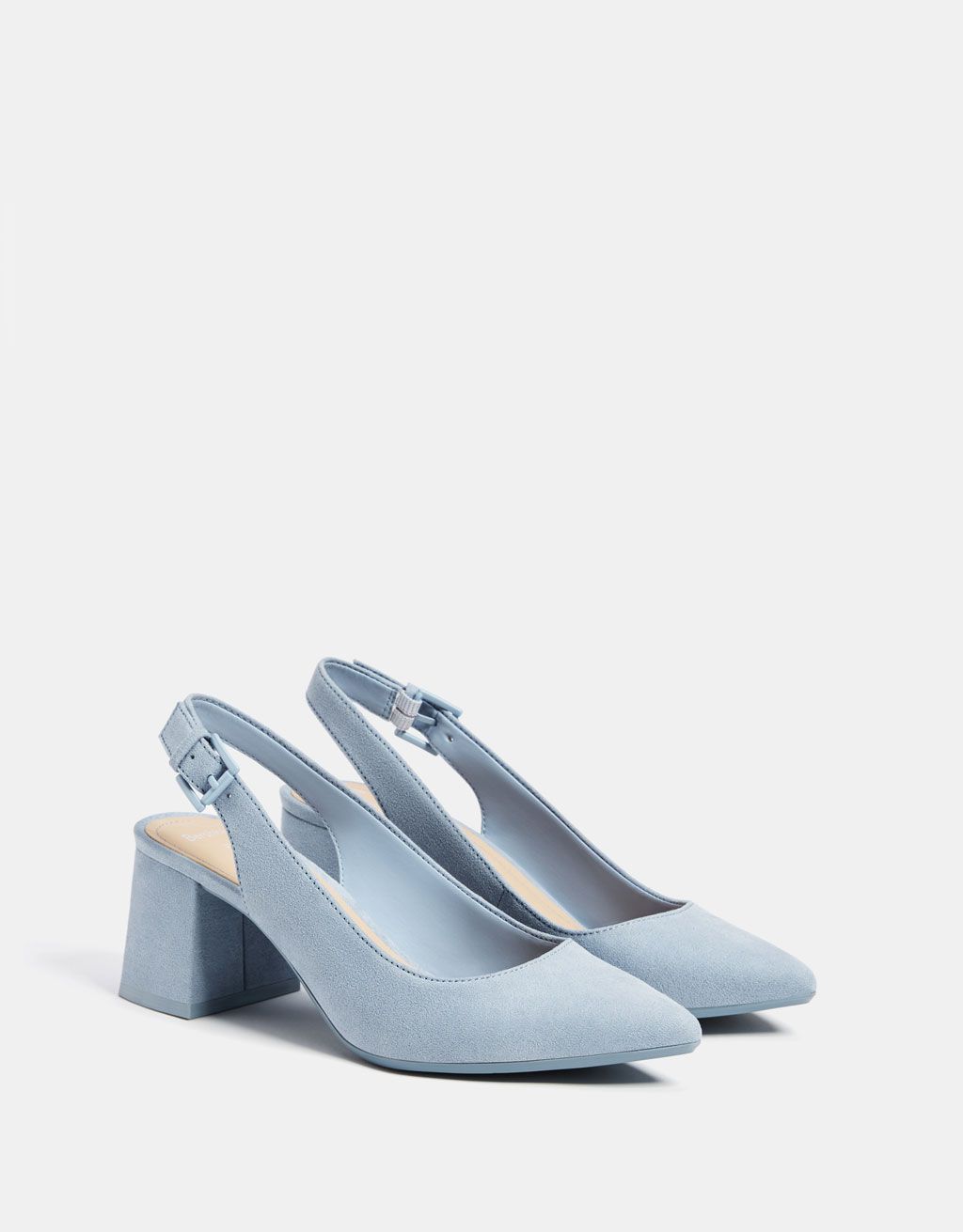 Powder Blue Slingback Block Heels