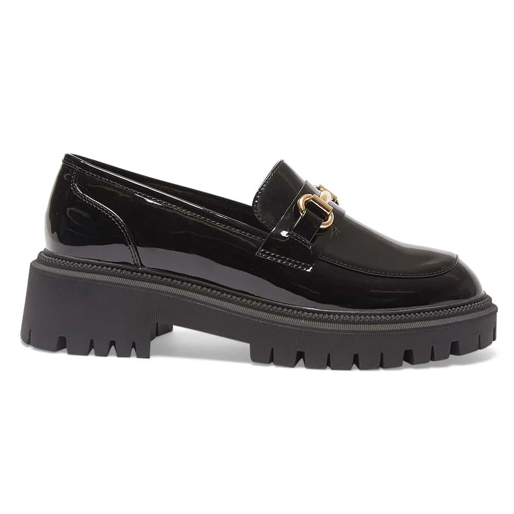 Black Patent Chunky Sole Loafers