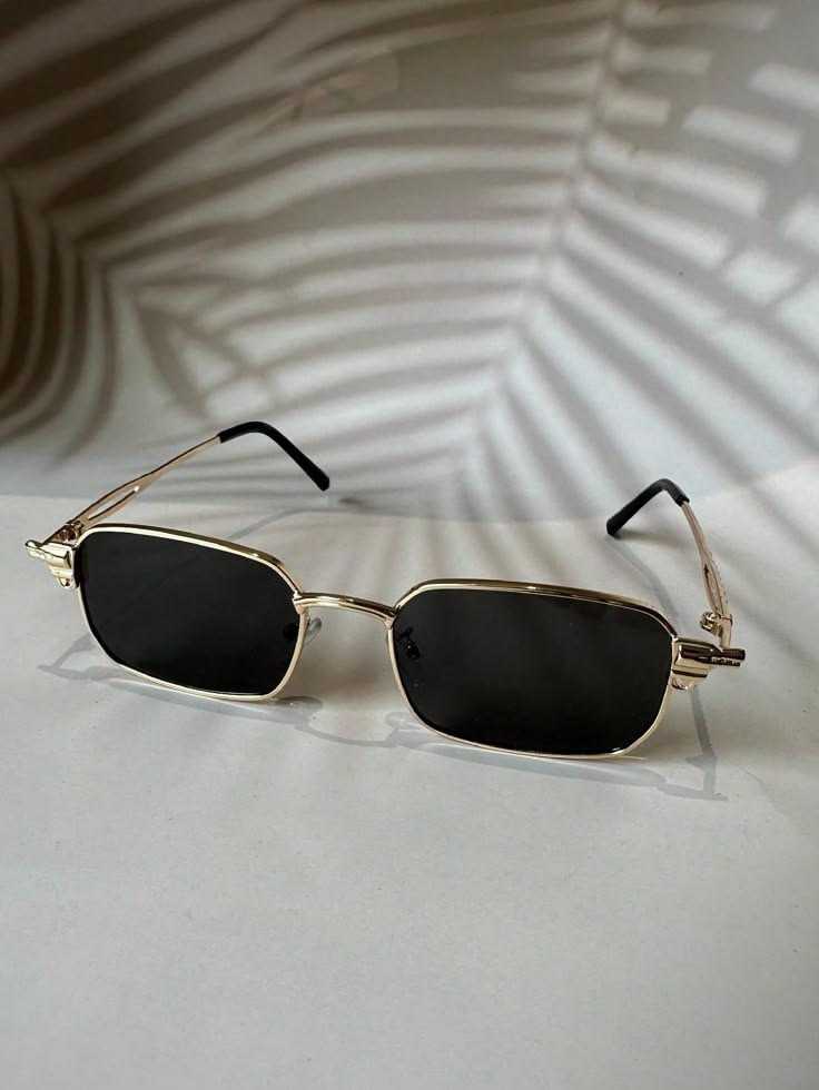 Silver Frame Slim Rectangular Sunglasses