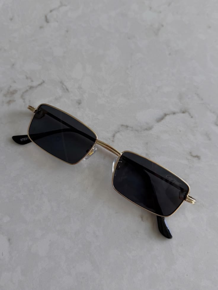Silver Frame Slim Rectangular Sunglasses