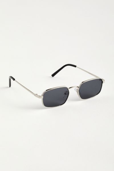 Silver Frame Slim Rectangular Sunglasses