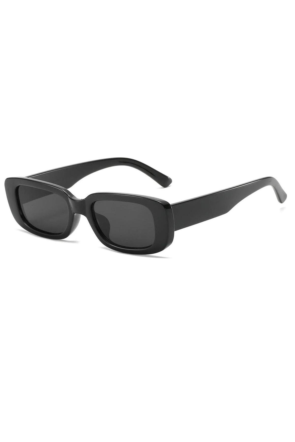 Retro Black Chunky Rectangle Sunglasses