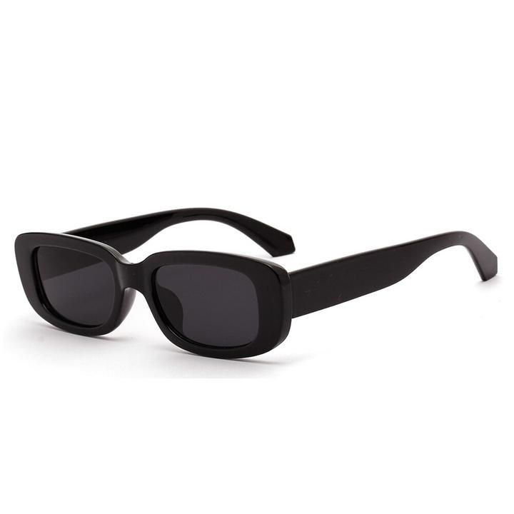 Retro Black Chunky Rectangle Sunglasses