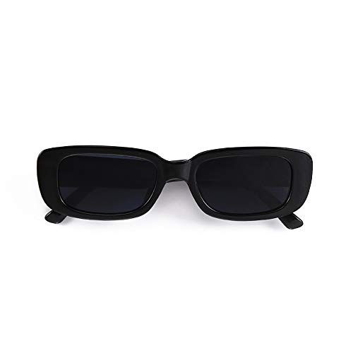Retro Black Chunky Rectangle Sunglasses