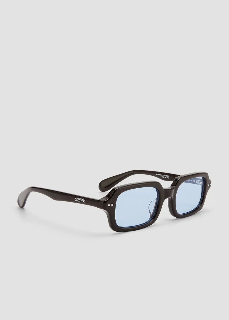 Bold Square Black Frame Ocean Blue Sunglasses