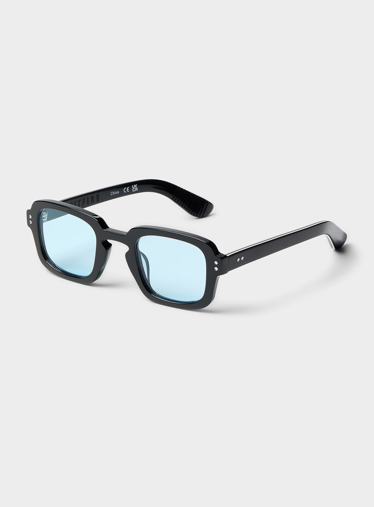 Bold Square Black Frame Ocean Blue Sunglasses
