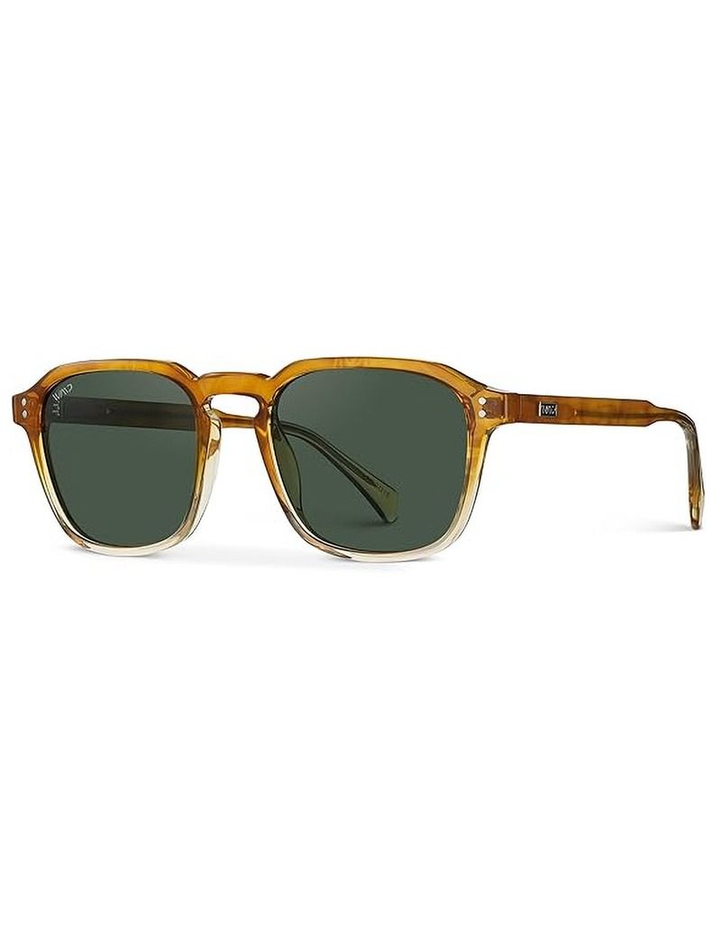 Translucent Amber Brown Square Sunglasses