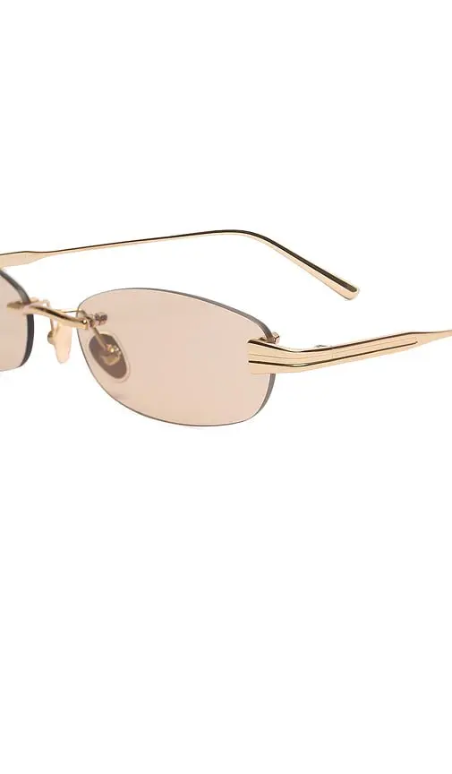 Ultra Slim Rimless Oval Gold Sunglasses