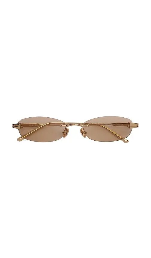 Ultra Slim Rimless Oval Gold Sunglasses