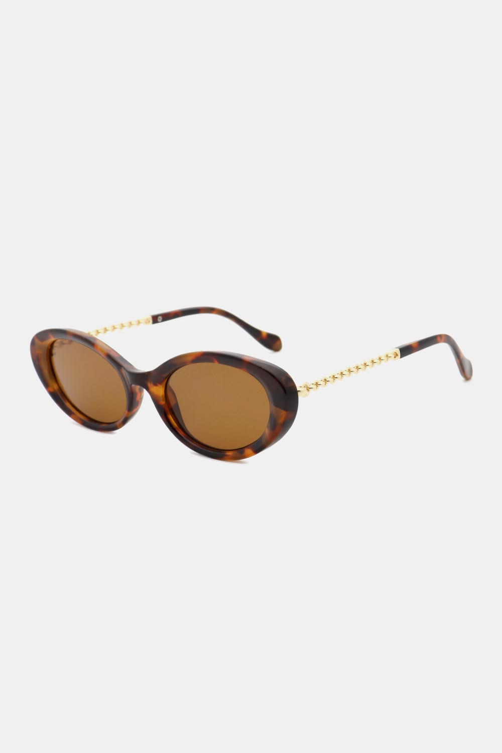 Olive Green Oval Chain Temple Sunglasses