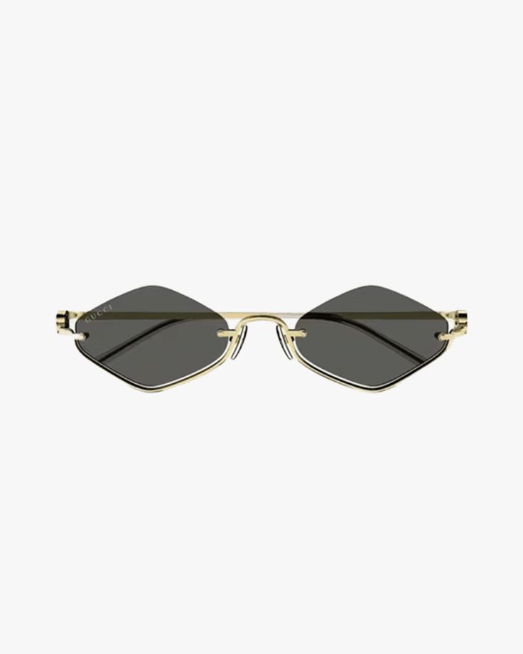 Geometric Rhombus Rimless Gold Sunglasses