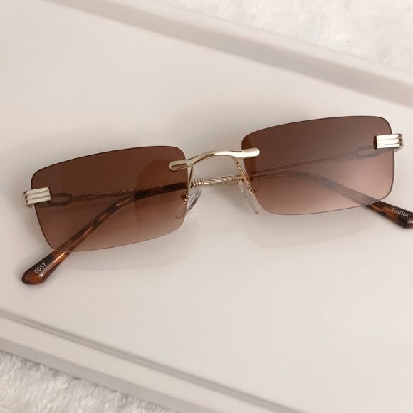 Gold Double Bridge Squared Aviator Sunglasses