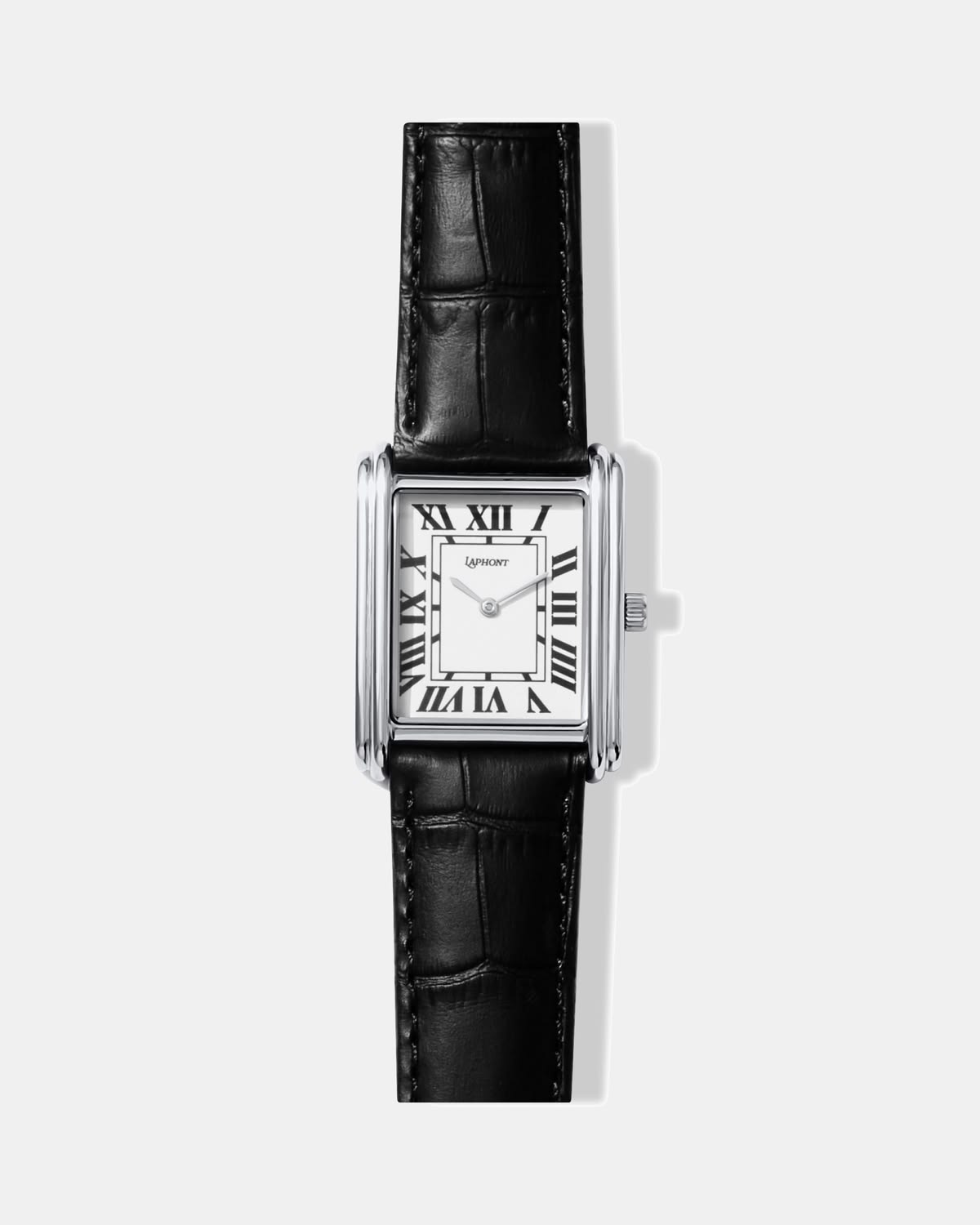 Retro Silver Tank Roman Dial Leather Watch