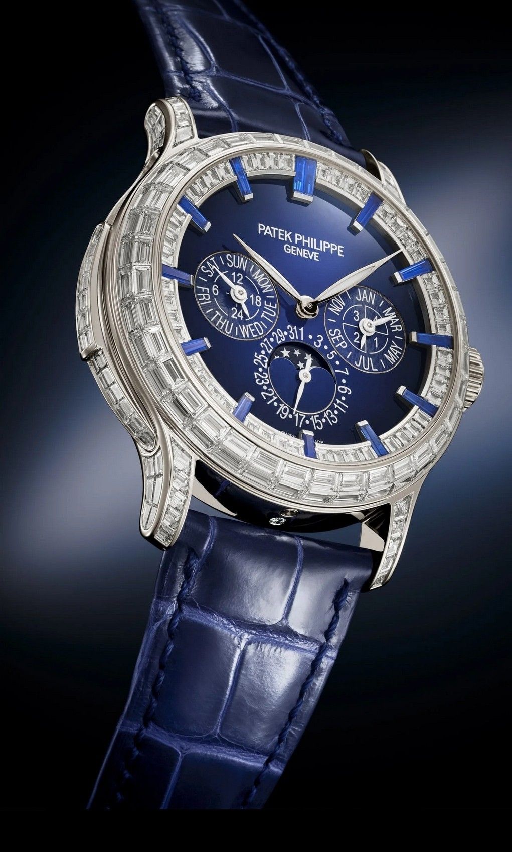 Baguette Crystal Bezel Celestial Moonphase Watch