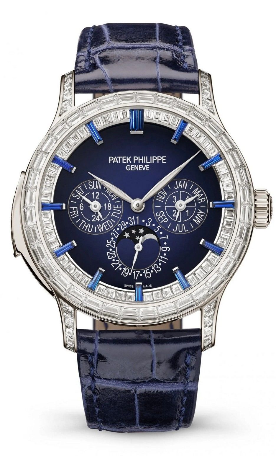 Baguette Crystal Bezel Celestial Moonphase Watch
