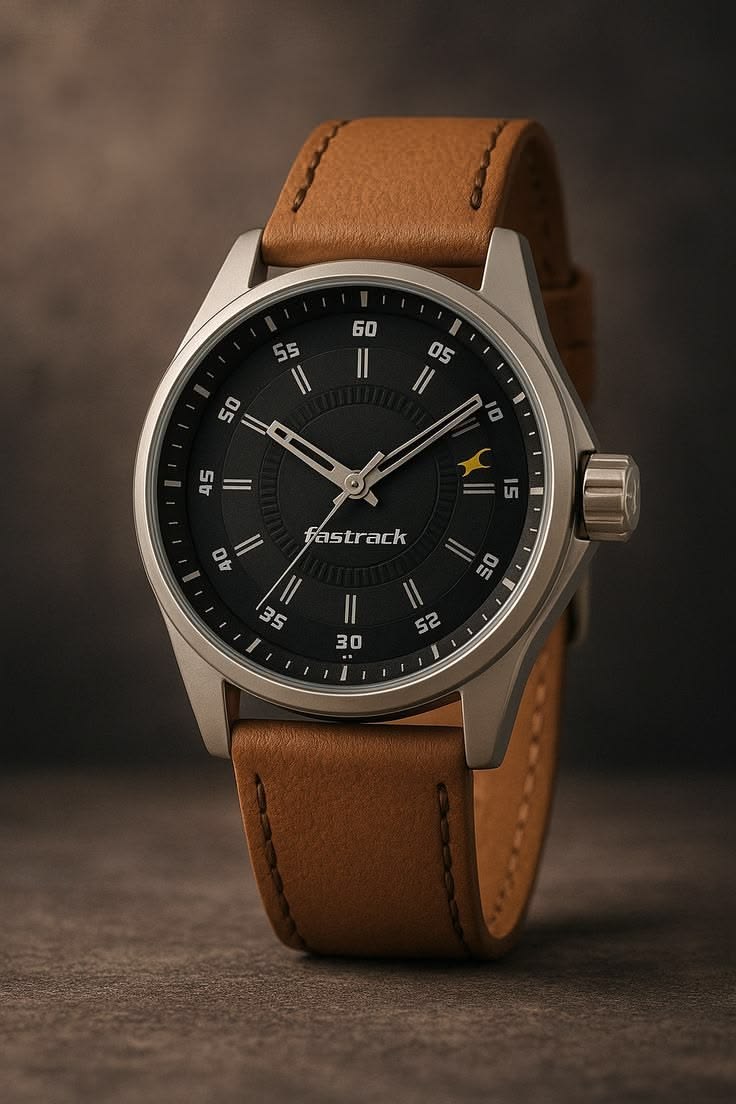 Matte Black Left-Crown Field Watch Tan Leather