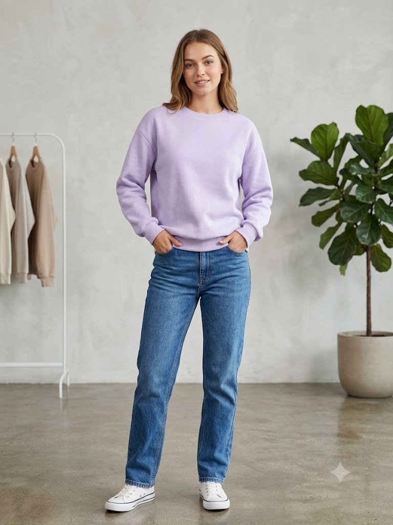 Lavender Minimal Crew Neck Sweatshirt