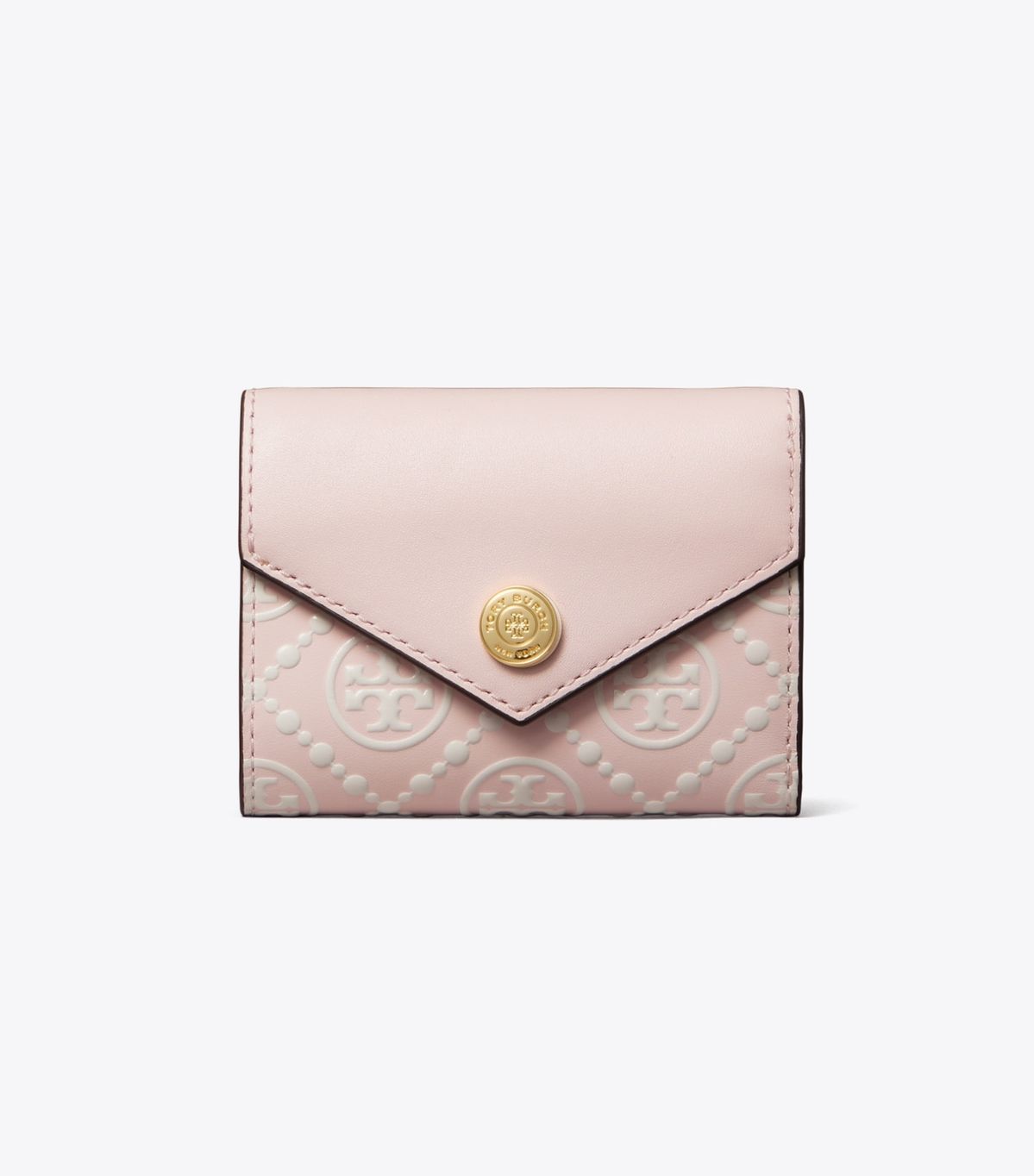 Pastel Pink Striped Zip-Around Mini Wallet
