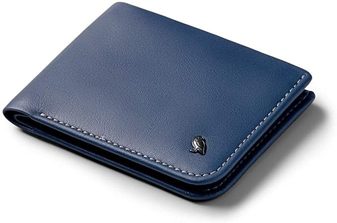 Slim Navy Blue Leather Contrast-Stitch Wallet