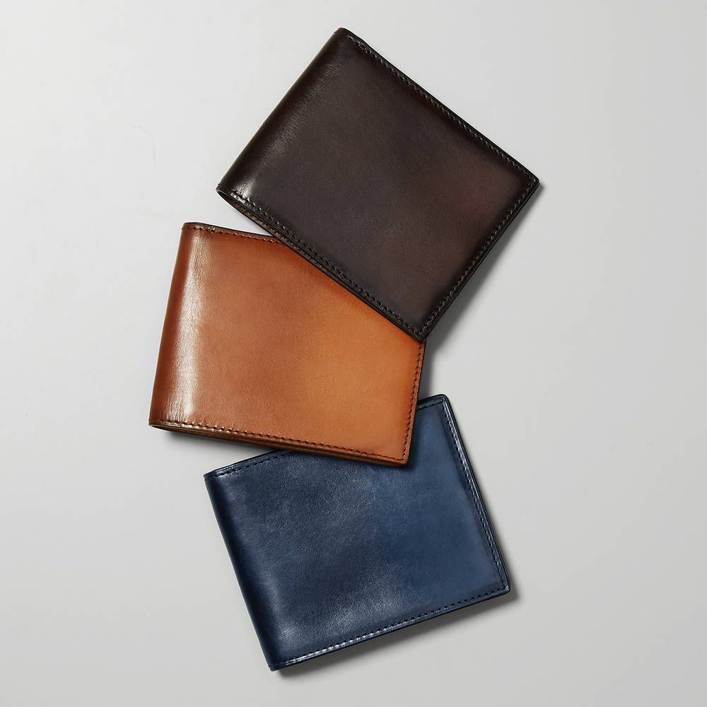 Burnished Glazed Leather Minimalist Bifold Wallet