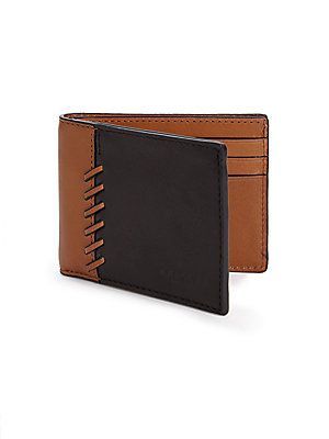 Two-Tone Tan & Charcoal Baseball Stitch Wallet