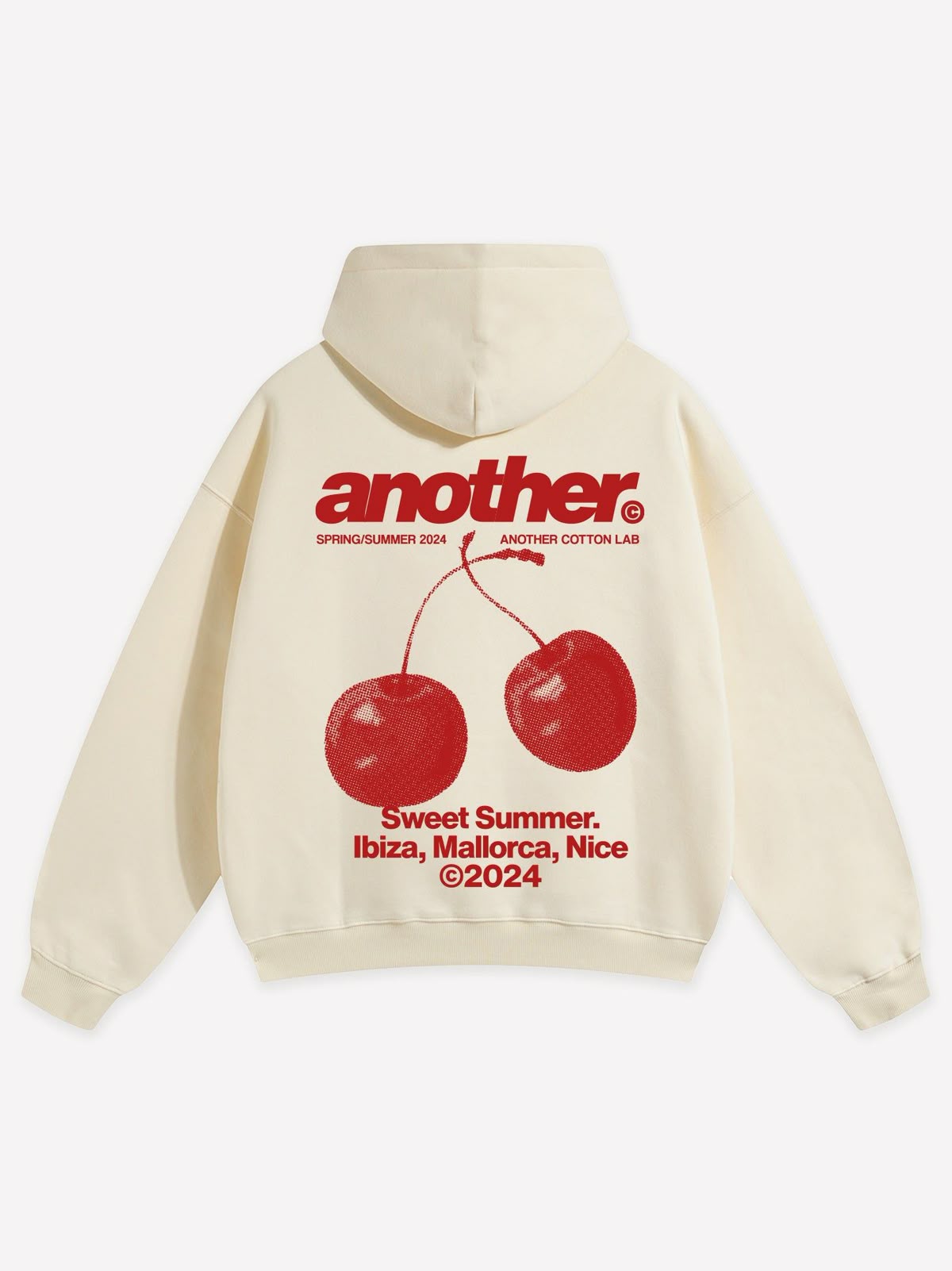 Cream Cherry Graphic Hoodie