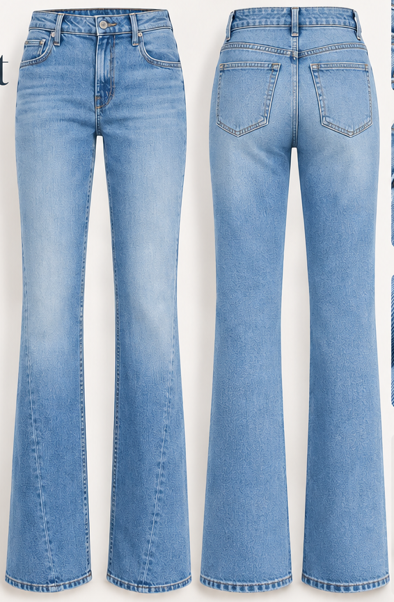 Women Light Blue Wide Leg Jeans