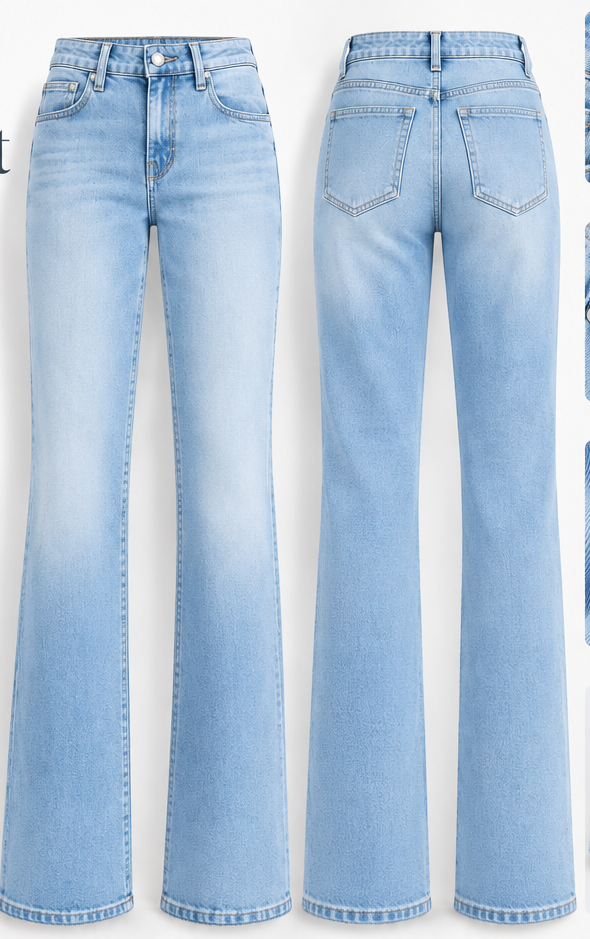 Women Washed Blue Flare Jeans