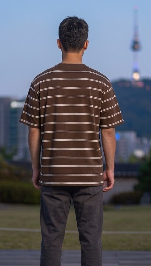 Men's Yarn-Dyed Striped Crewneck T-Shirt - Chocolate Brown