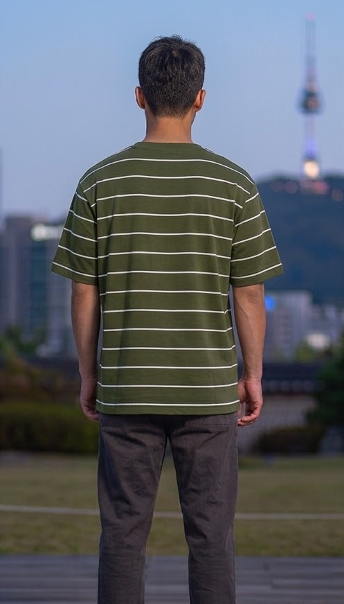 Men's Yarn-Dyed Striped Crewneck T-Shirt - Olive Green