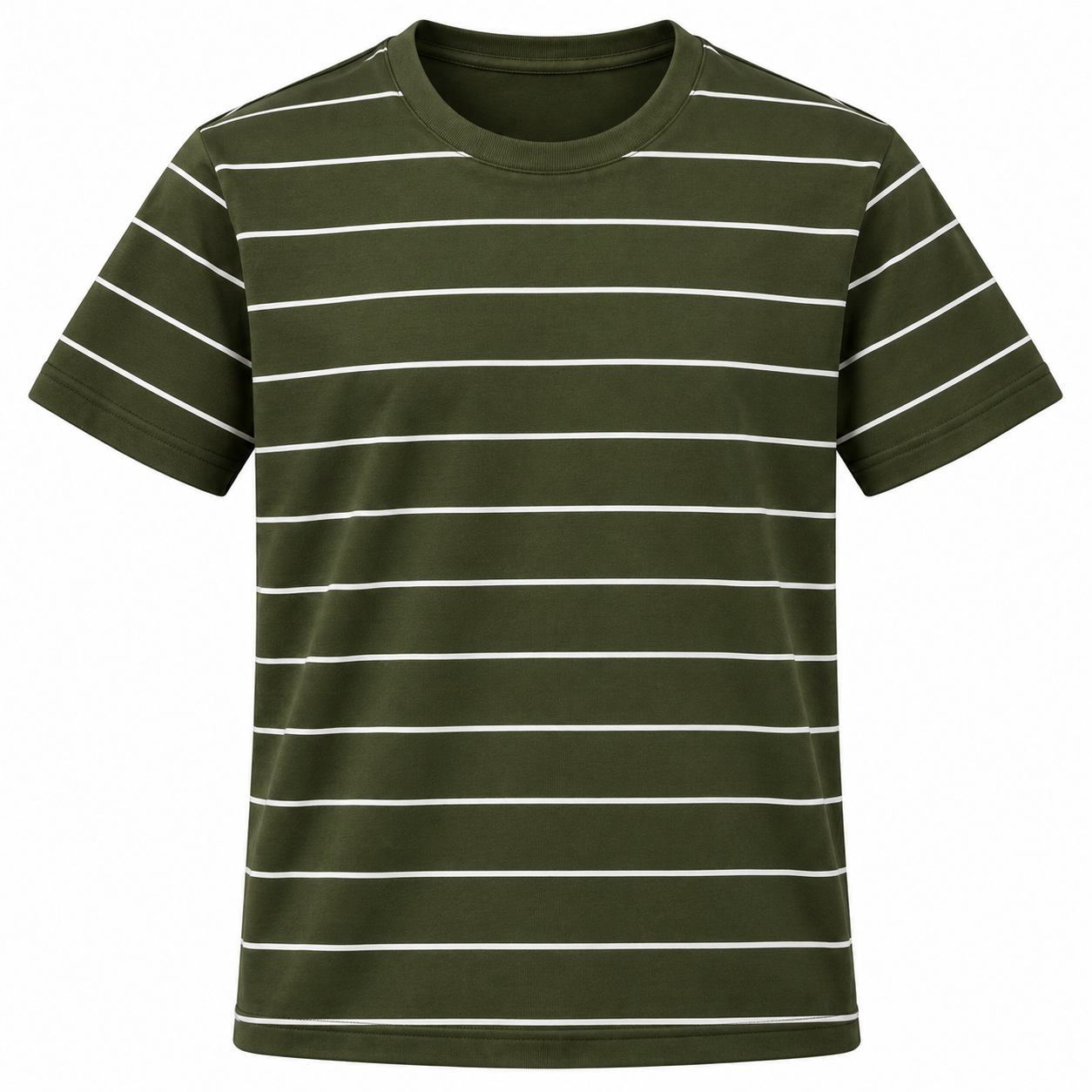 Men's Yarn-Dyed Striped Crewneck T-Shirt - Olive Green