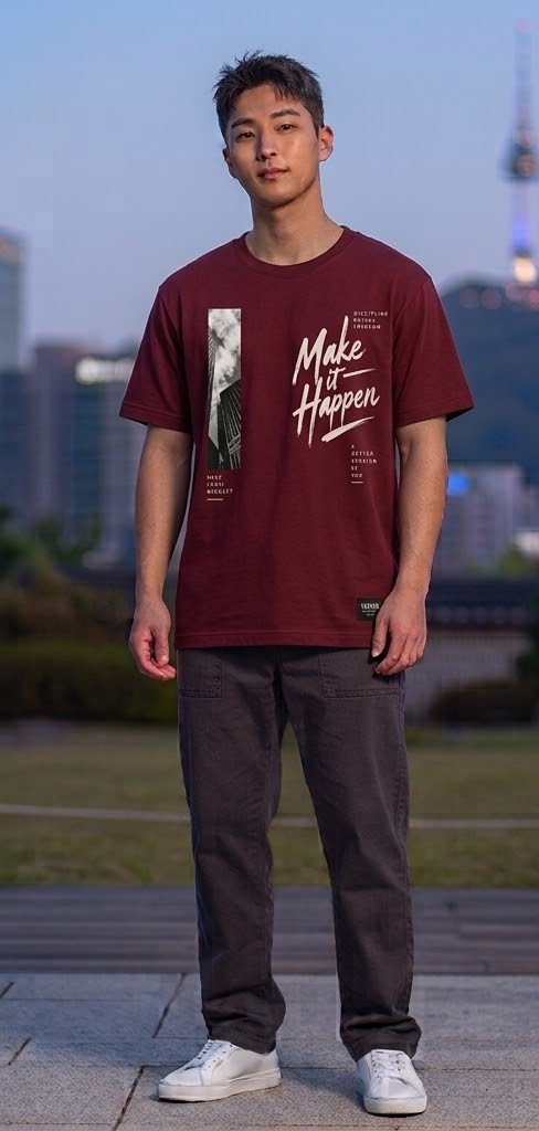 Men's 'Make It Happen' Urban Graphic T-Shirt - Maroon