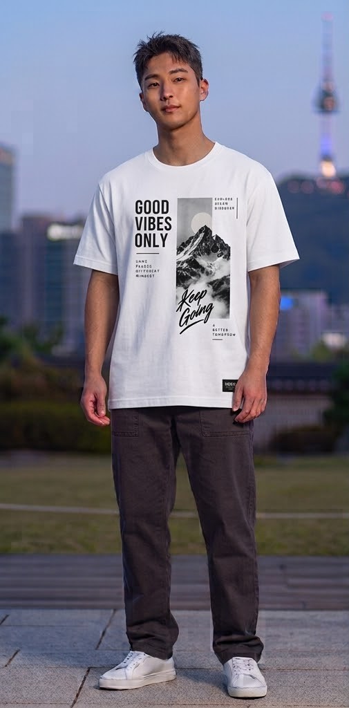Men's 'Good Vibes Only' Mountain Graphic T-Shirt - White