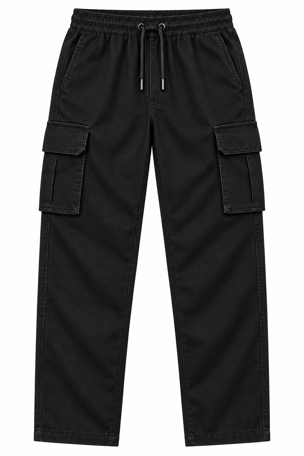 Men's Utility Drawstring Cargo Trackpants - Washed Black