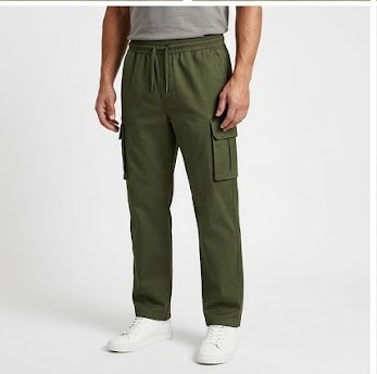 Men's Utility Drawstring Cargo Trackpants - Olive Green