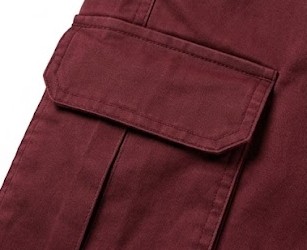 Men's Elastic-Cuff Cargo Jogger Trackpants - Crimson Maroon