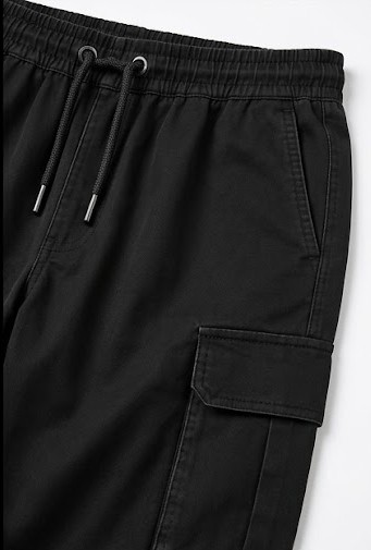 Men's Relaxed Straight-Fit Cargo Trackpants - Jet Black
