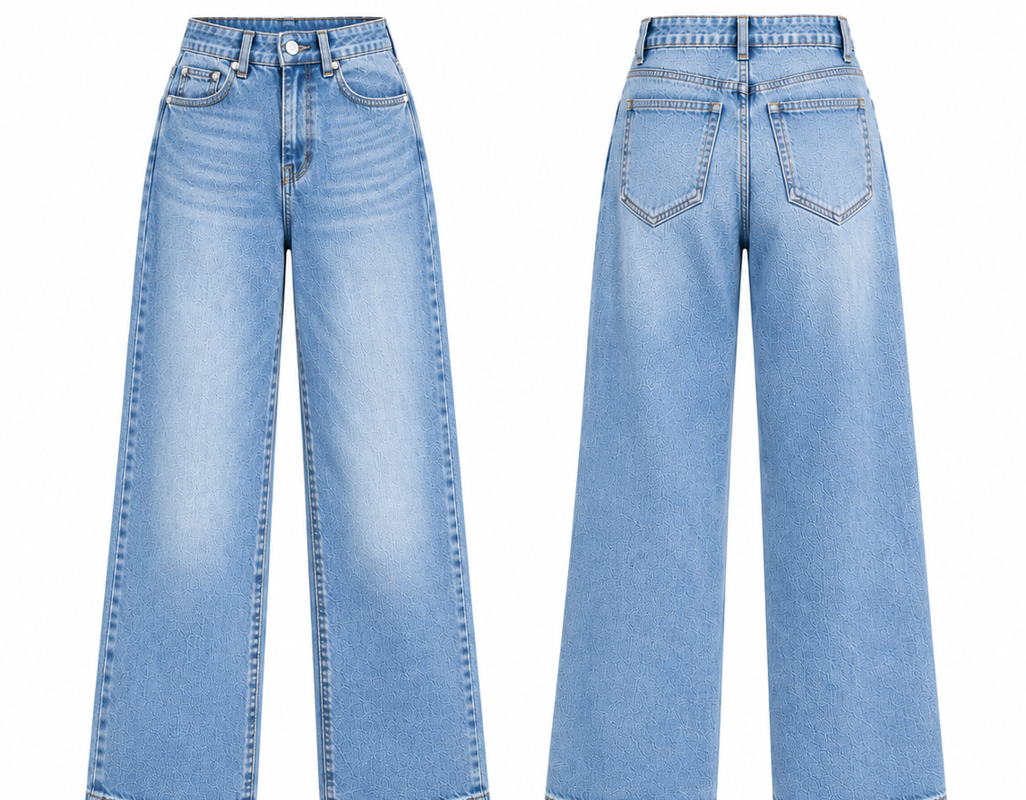 Women Light Blue Textured Flare Jeans