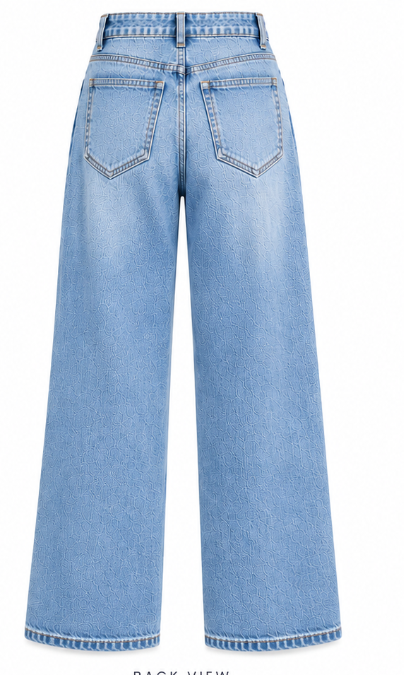 Women Light Blue Textured Flare Jeans
