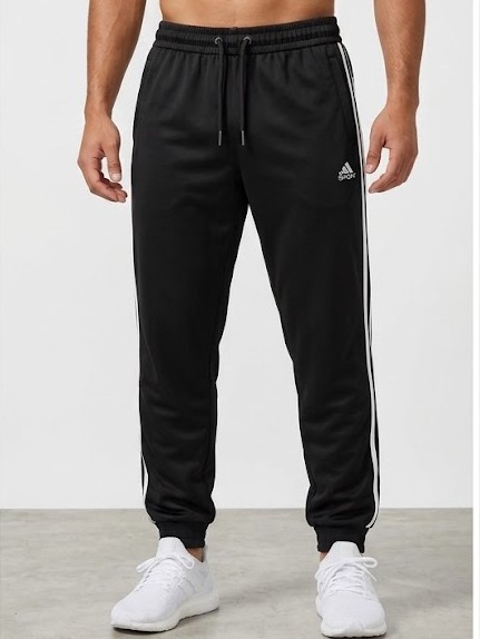 Men's Side-Stripe Athletic Trackpants - Jet Black