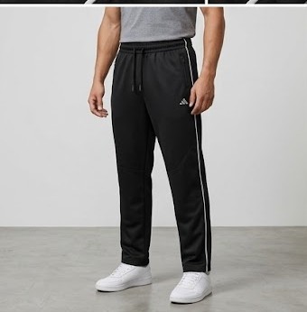 Men's Piping Detail Open-Hem Trackpants - Pitch Black