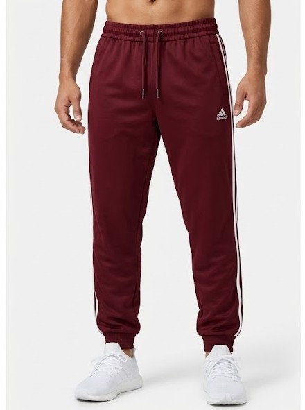 Men's Side-Stripe Athletic Trackpants - Crimson Burgundy